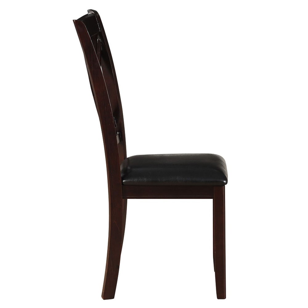 Katrien - Side Chair Set of 2) - Black Synthetic Leather & Espresso