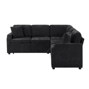 Modern L Shaped Sectional Sofa Bed With Hidden Storage Chenille Upholstery