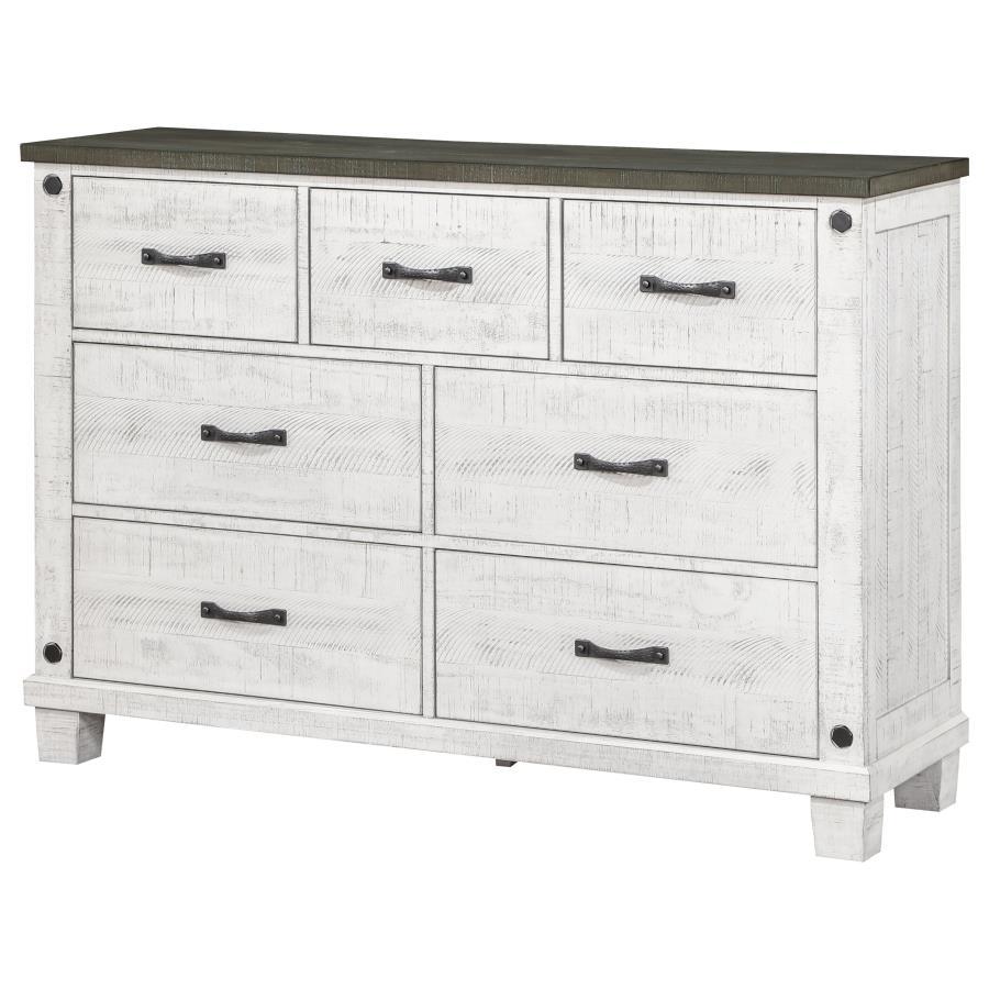 Coaster Fine Furniture Lilith - 7-Drawer Dresser - Distressed White | Meri Furniture