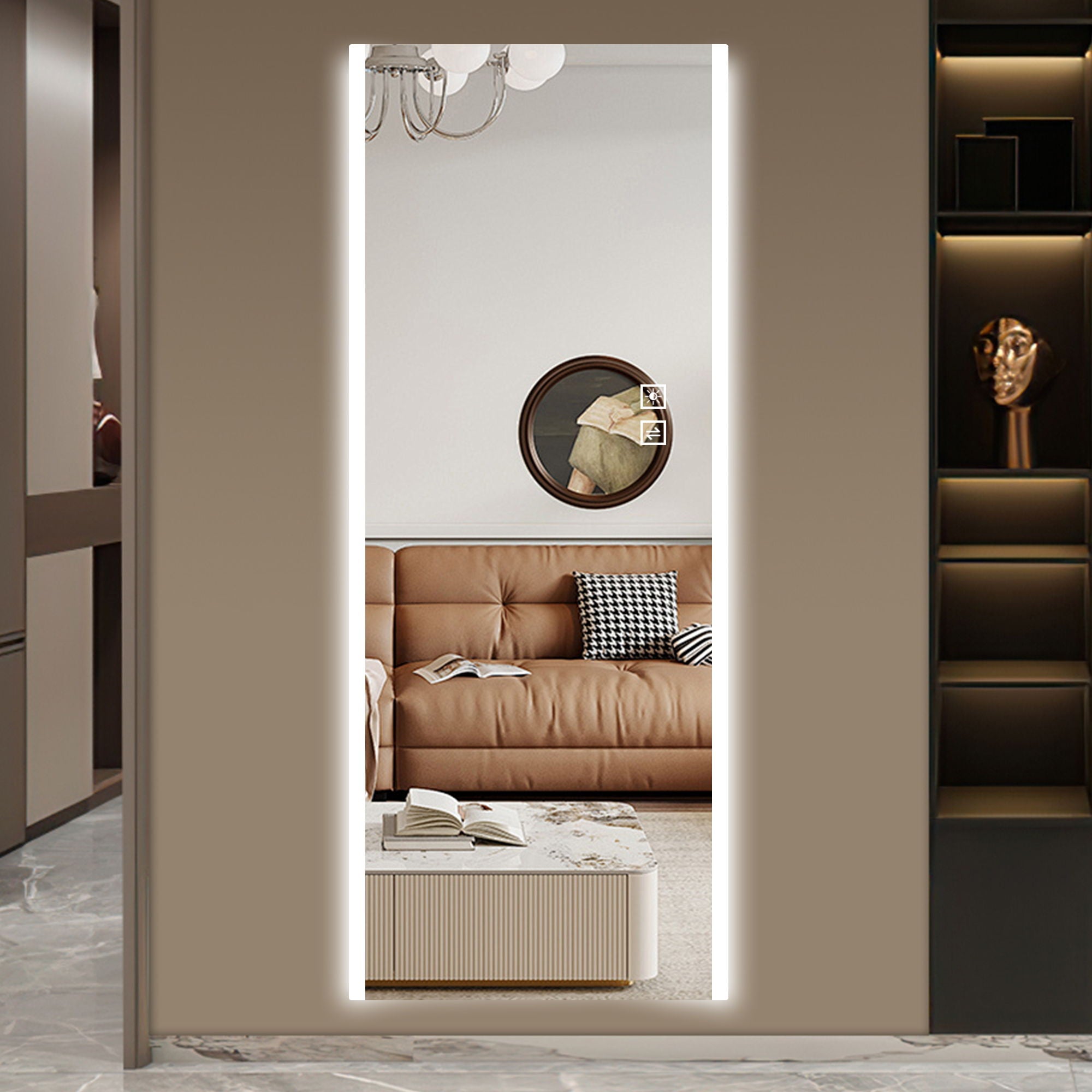 Frameless Full Length LED Mirror With 3 Color Changing Light And Explosion Proof Glass - Silver