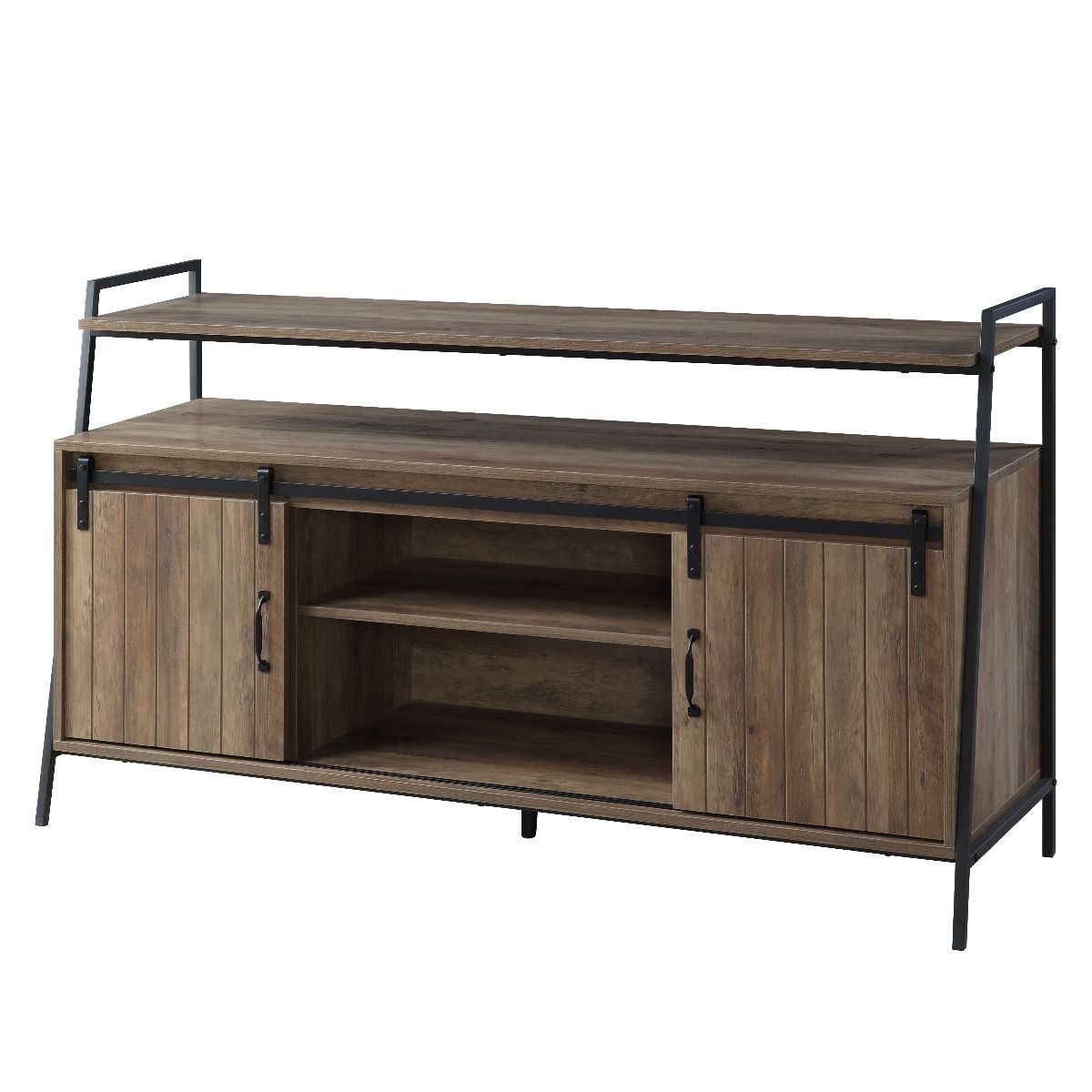 ACME Rashawn TV Stand - Rustic Oak & Black Finish | Meri Furniture