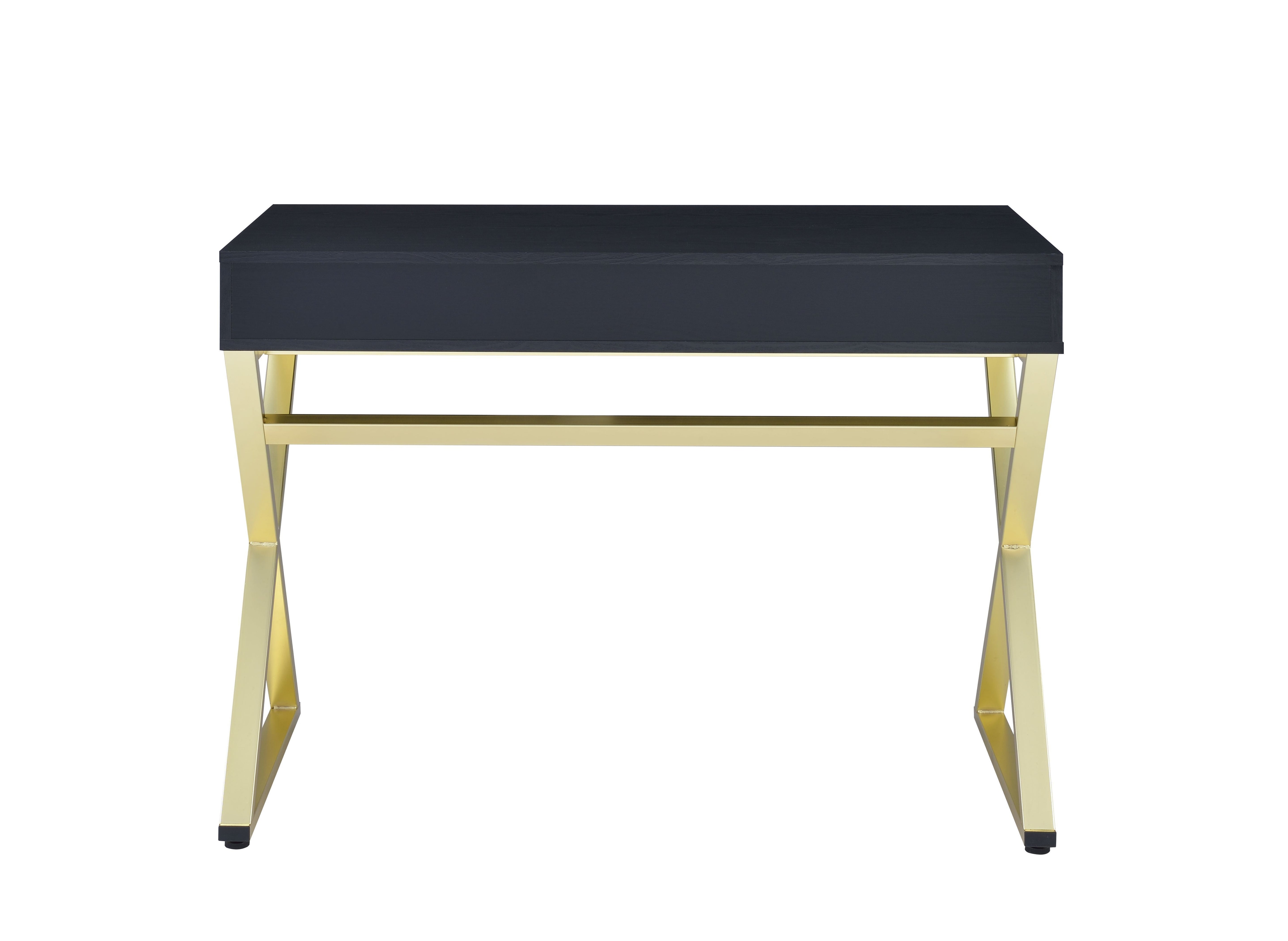 ACME Coleen - Vanity Desk - Black & Brass Finish - 31" | Meri Furniture
