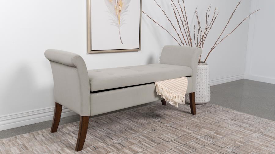 Coaster Fine Furniture Farrah - Velvet Upholstered Rolled Arm Storage Bench | Meri Furniture