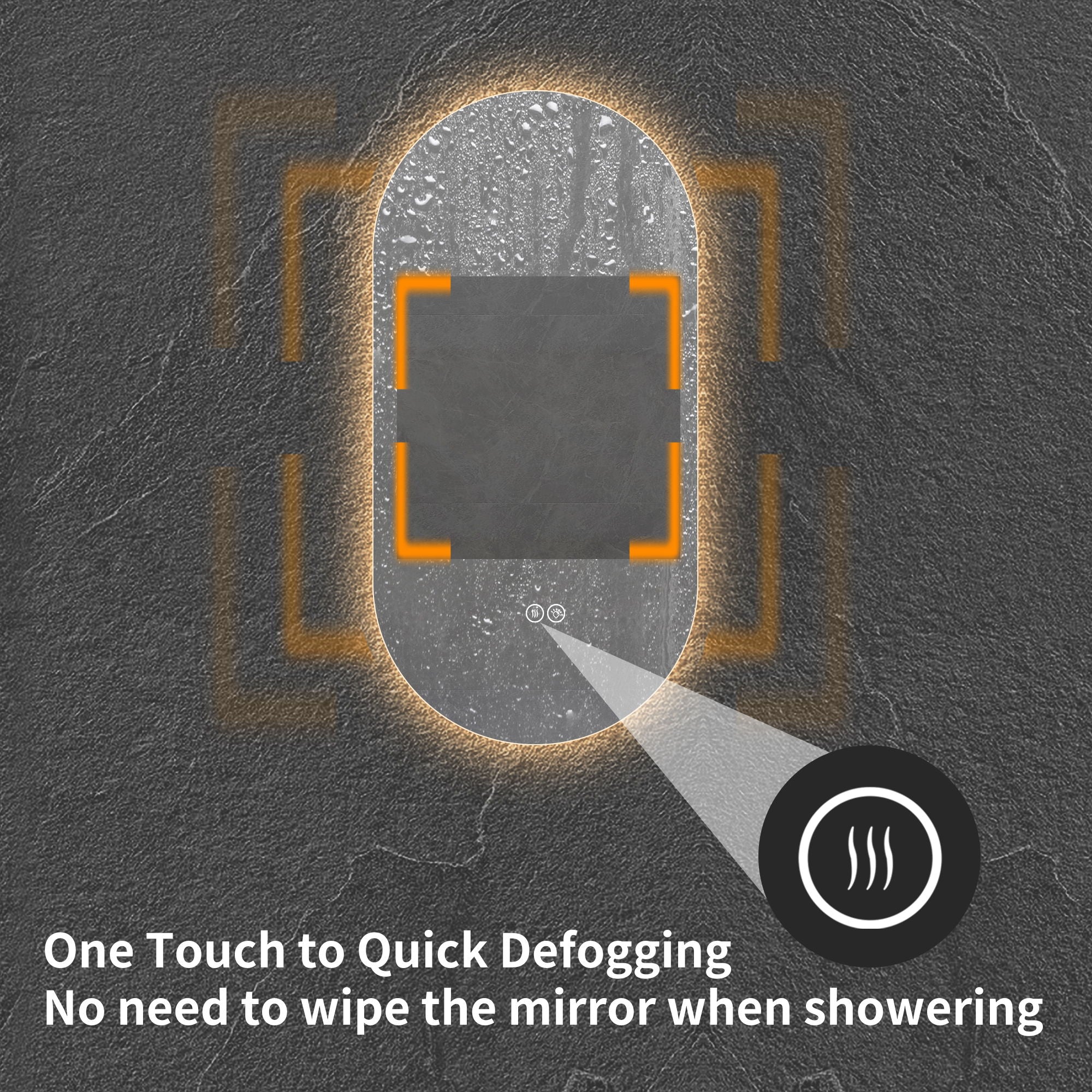 Smart Wall Mounted LED Touch Screen Mirror With Anti-Fog Function And Adjustable Lighting