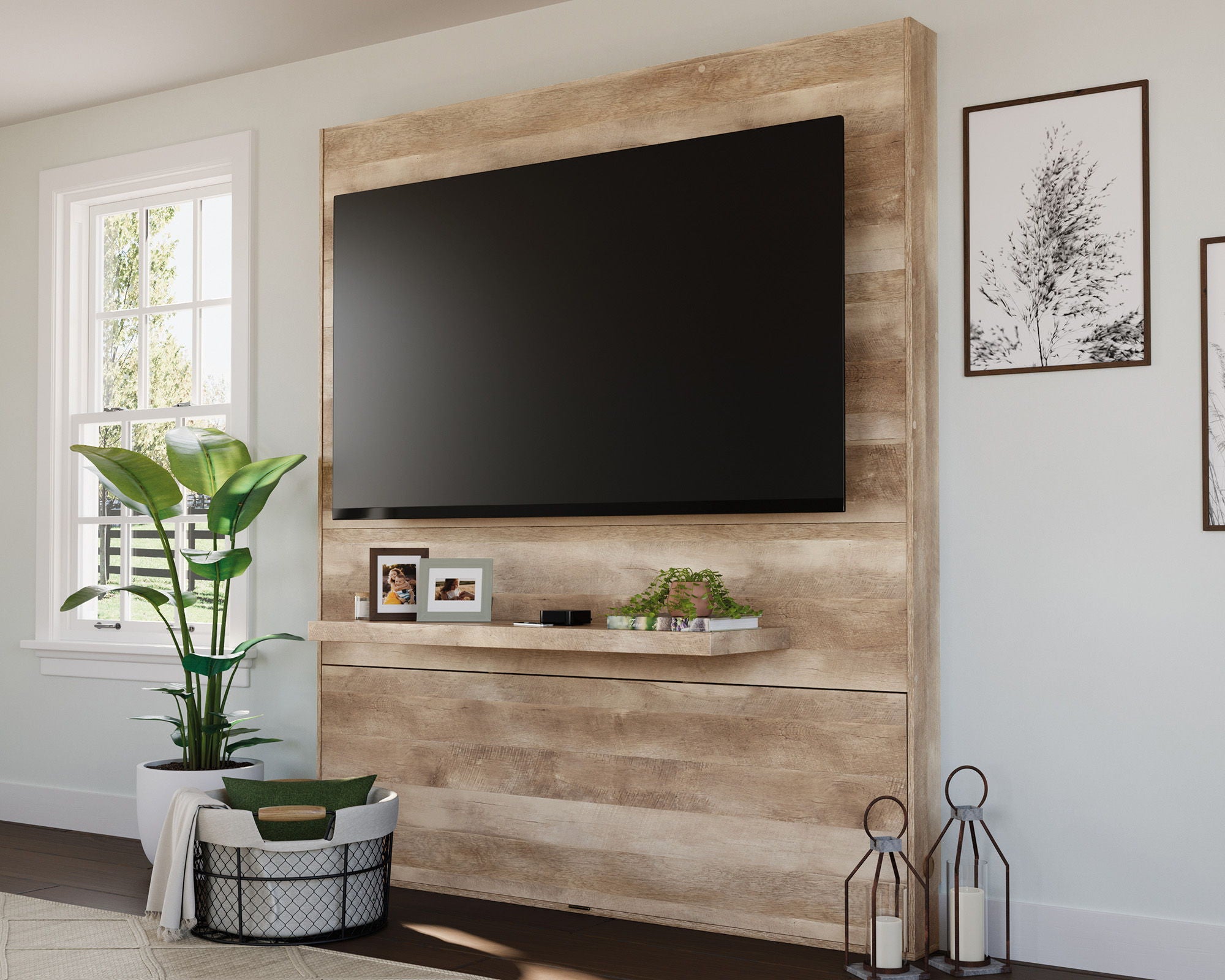 Entertainment Wall In Lintel Oak