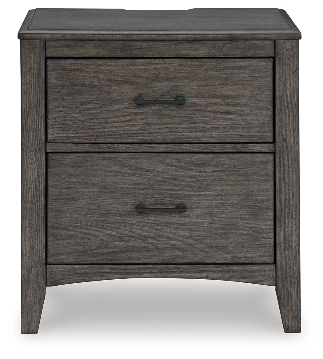 Signature Design by Ashley® Montillan - Grayish Brown - Two Drawer Night Stand | Meri Furniture