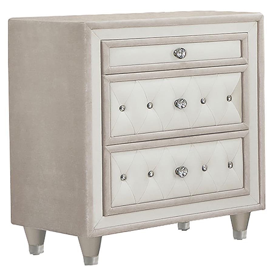 Coaster Fine Furniture Antonella - Upholstered 3-Drawer Nightstand | Meri Furniture