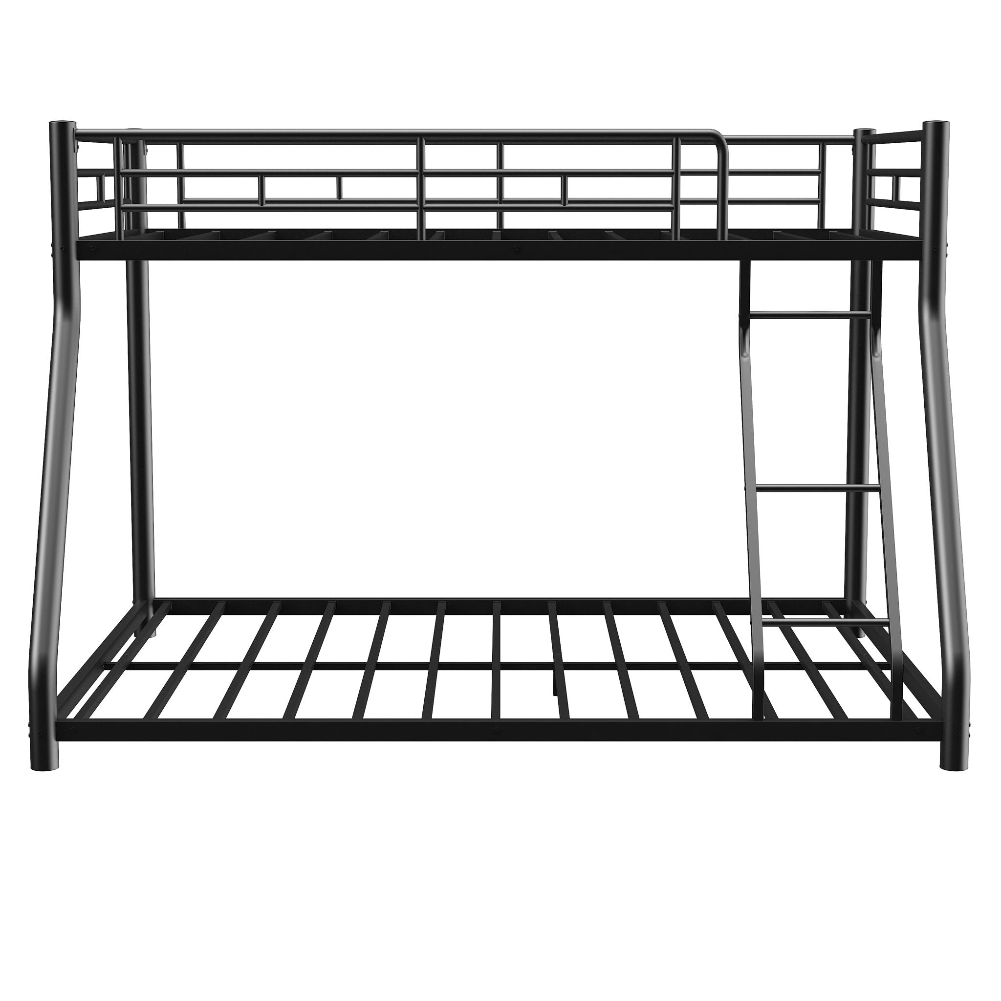 Bunk Bed Frame With Ladder And Guardrail, Heavy Duty Noise Free Design Metal Construction