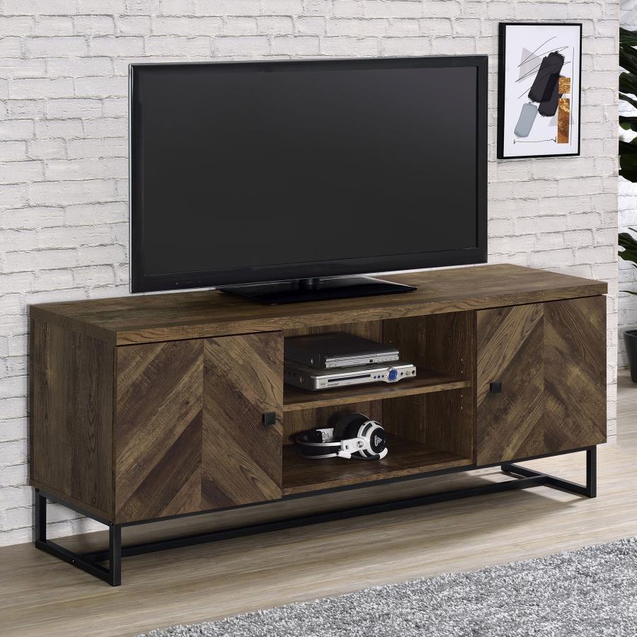 Coaster Fine Furniture Myles - 2 Door Engineered Wood TV Stand - Rustic Oak | Meri Furniture