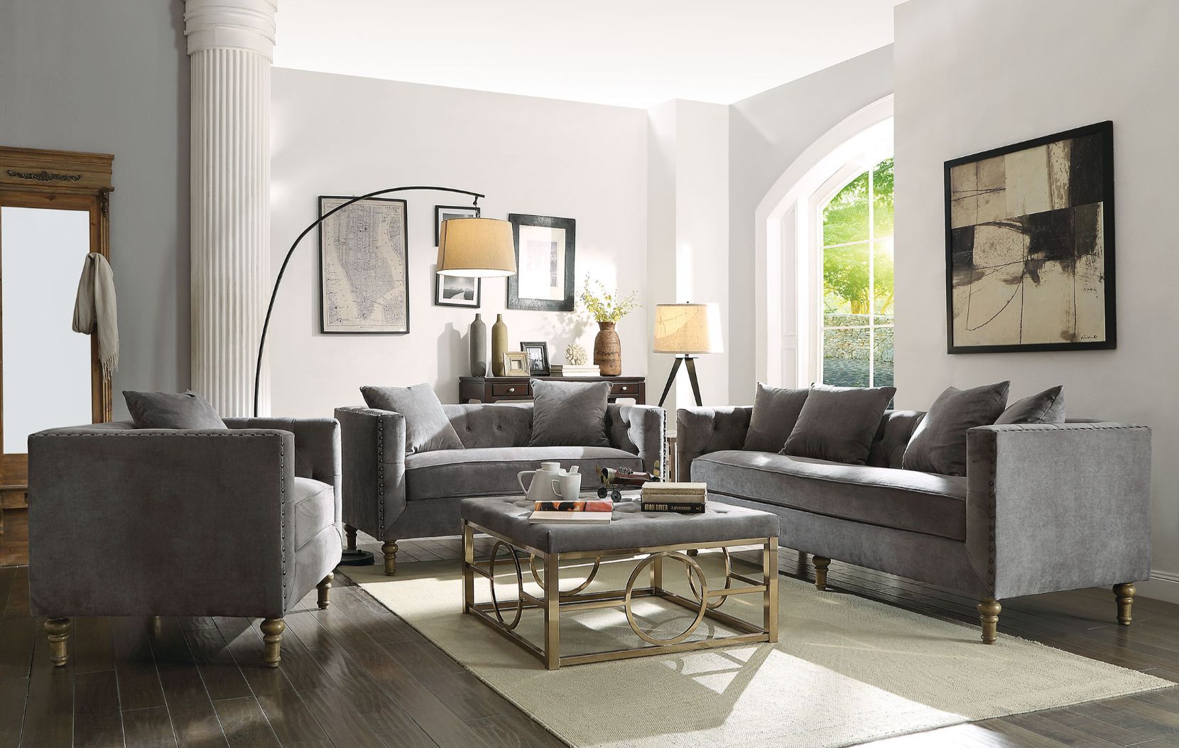 ACME Sidonia - Sofa - Gray Velvet | Meri Furniture