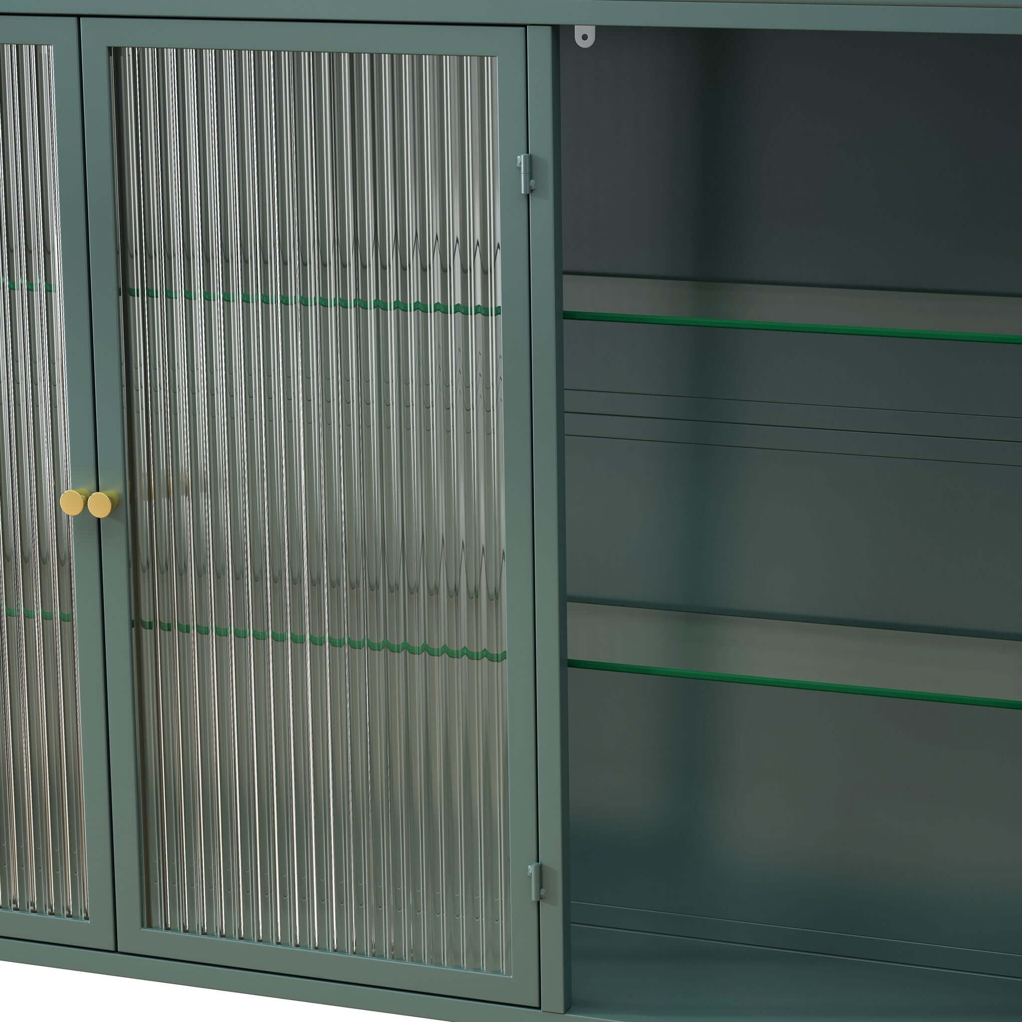 Arched Wall Mounted Cabinet, 3 Door Storage For Kitchen - Dark Green