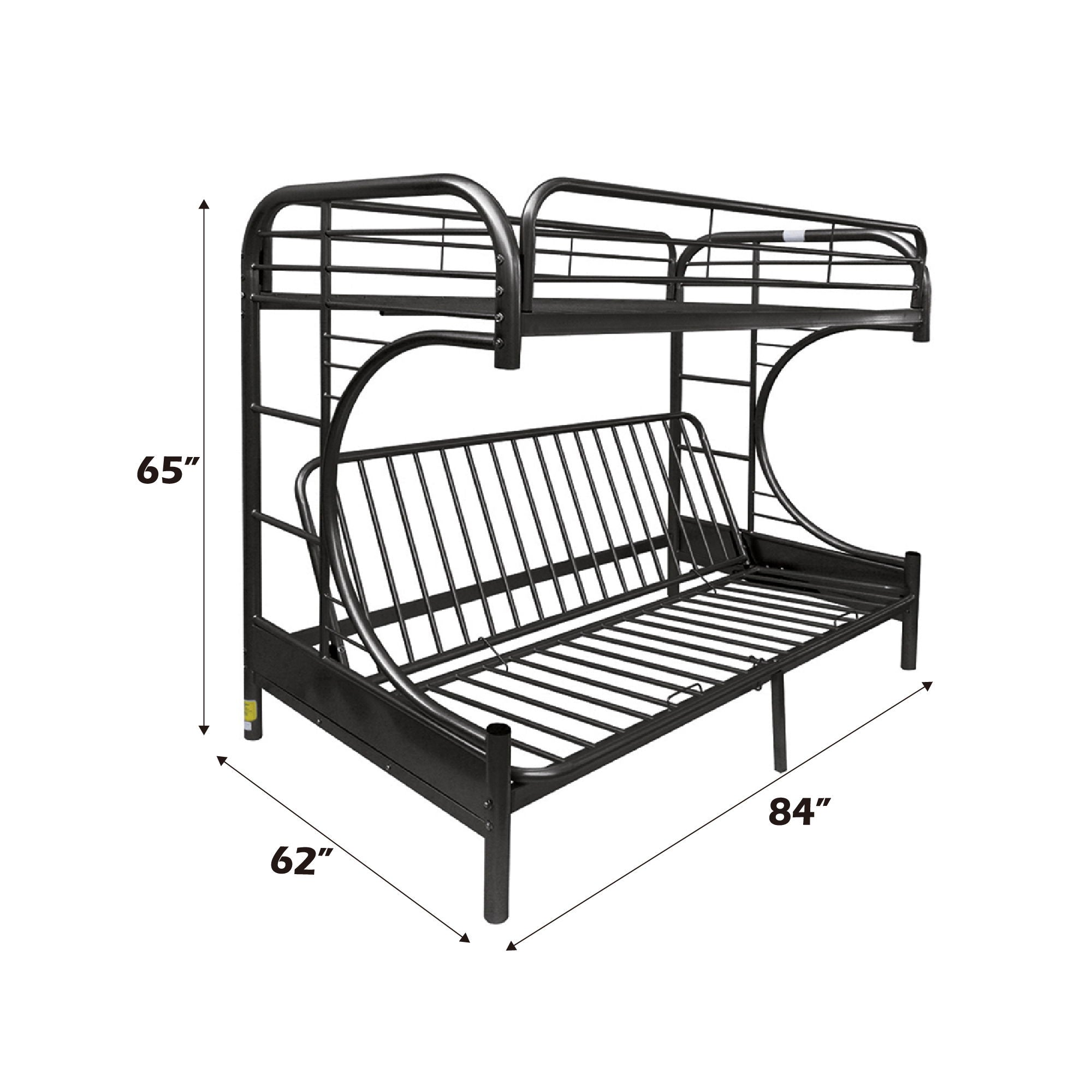 Eclipse - Twin Long Queen Futon Bunk Bed - Black