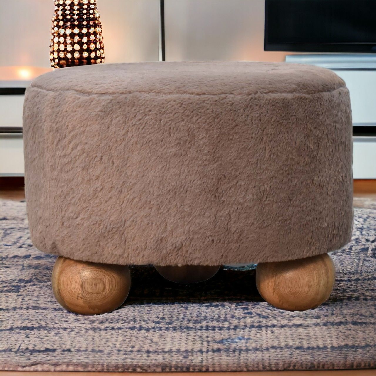 Round Ball Footstool - Mocha
