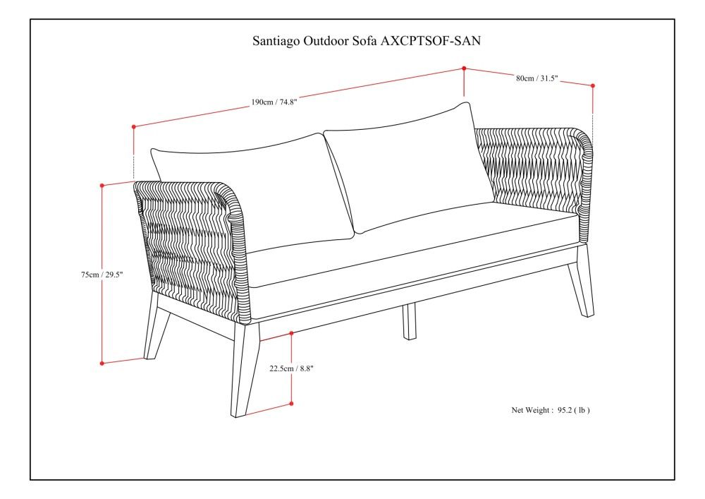 Santiago - Outdoor Sofa - Slate Gray