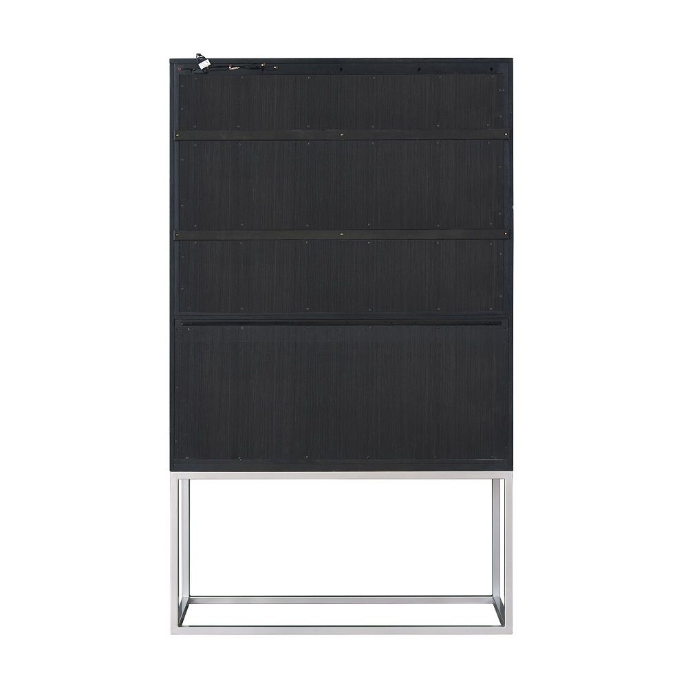 ACME Andra - Bar Cabinet - Hand Brushed Gray Oak & Chrome | Meri Furniture
