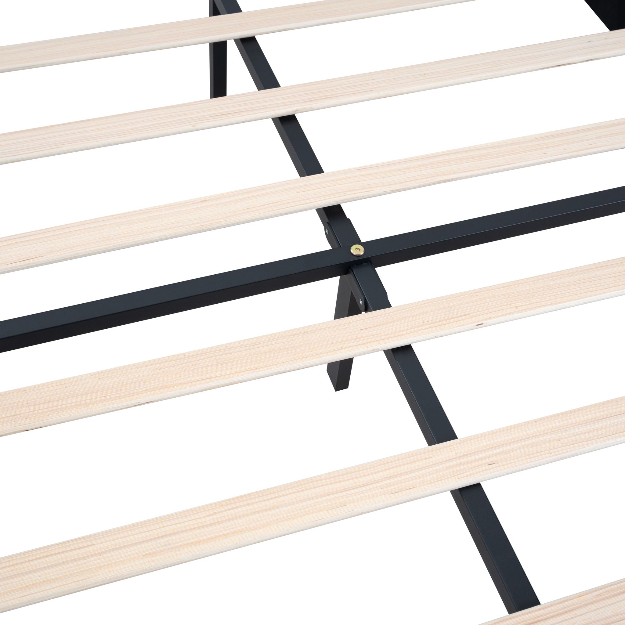 Queen Size Upholstered Platform Bed Frame With Button Tufted Linen Fabric Headboard - Dark Gray