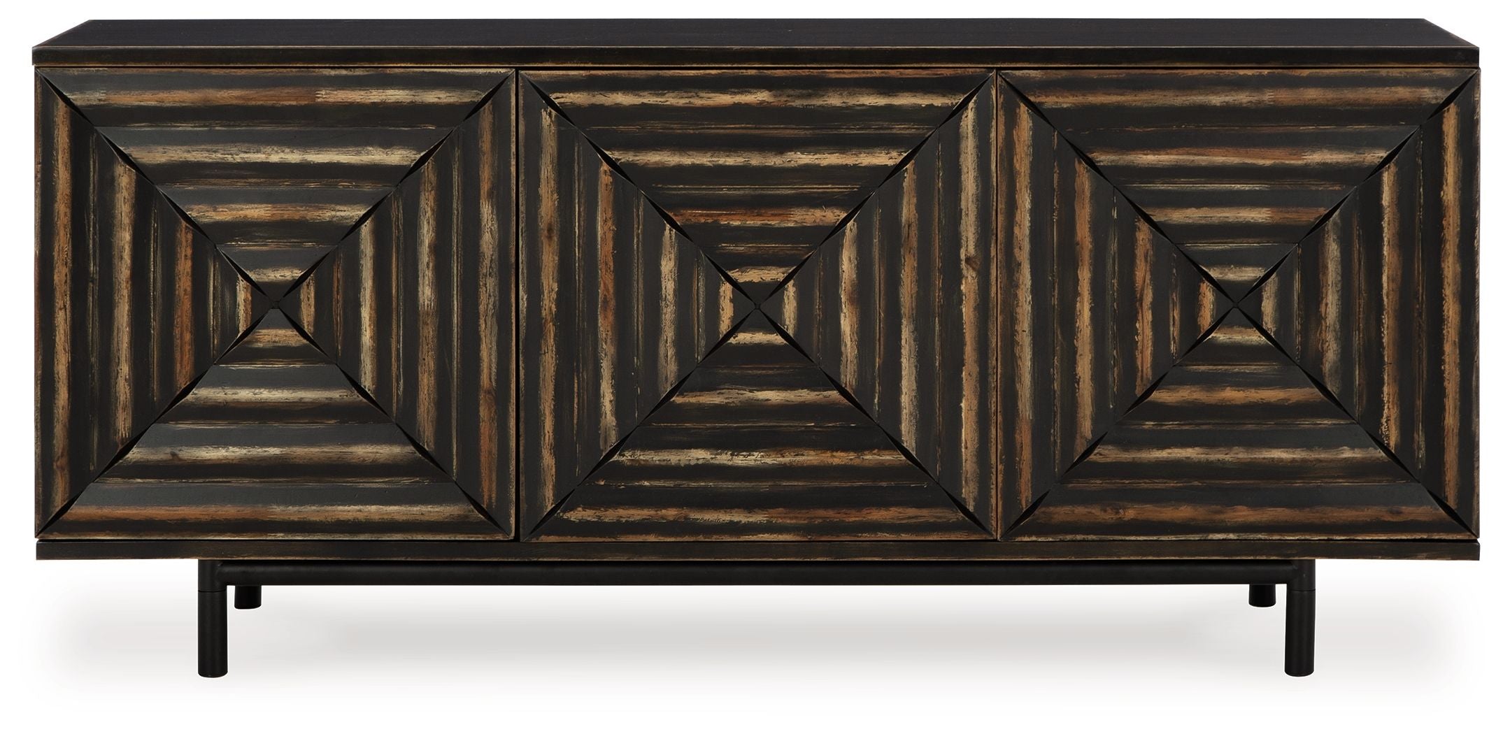Signature Design by Ashley® Fair Ridge - Distressed Black - Accent Cabinet | Meri Furniture