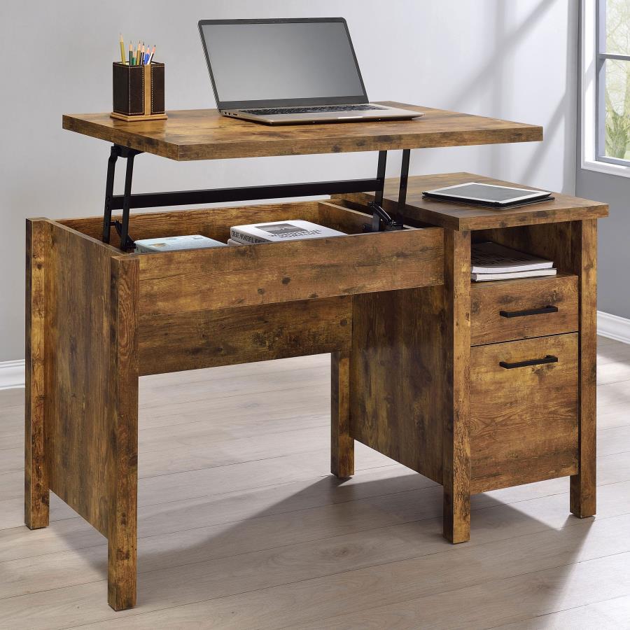Coaster Fine Furniture Delwin - 2-Drawer Lift Top Computer Desk - Rustic Nutmeg | Meri Furniture
