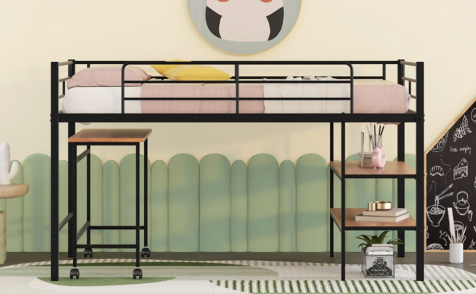 Loft Bed With Desk And Shelves