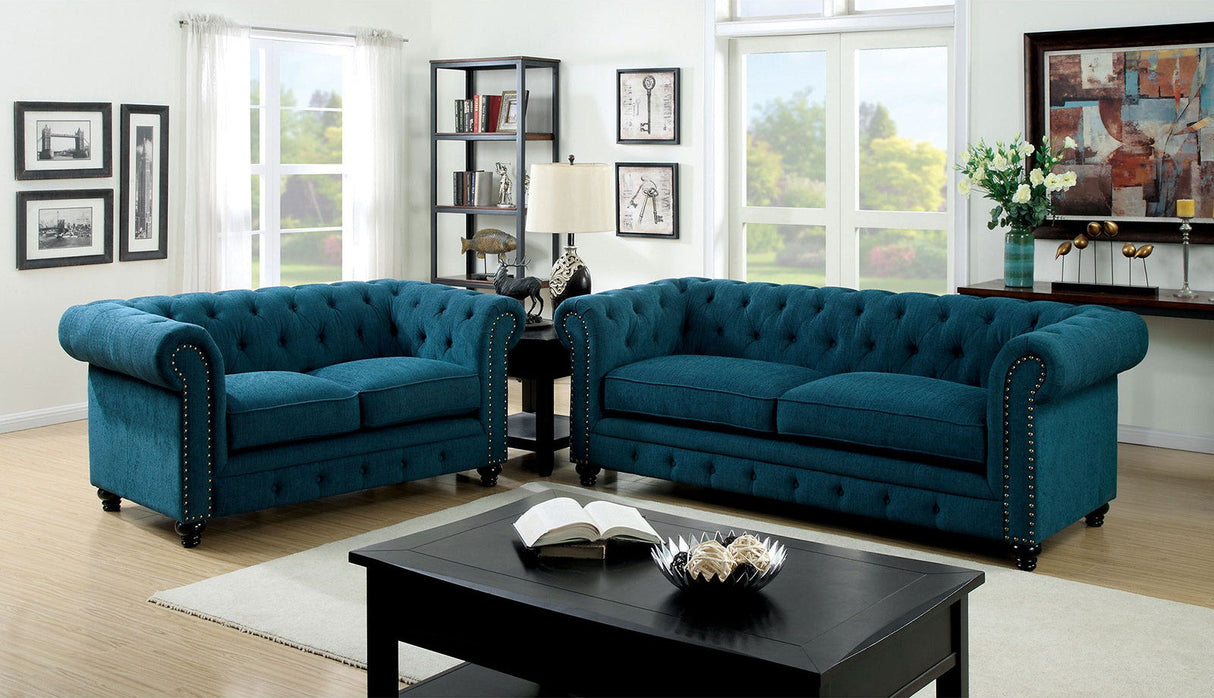 Furniture of America Stanford - Sofa - Dark Teal | Meri Furniture
