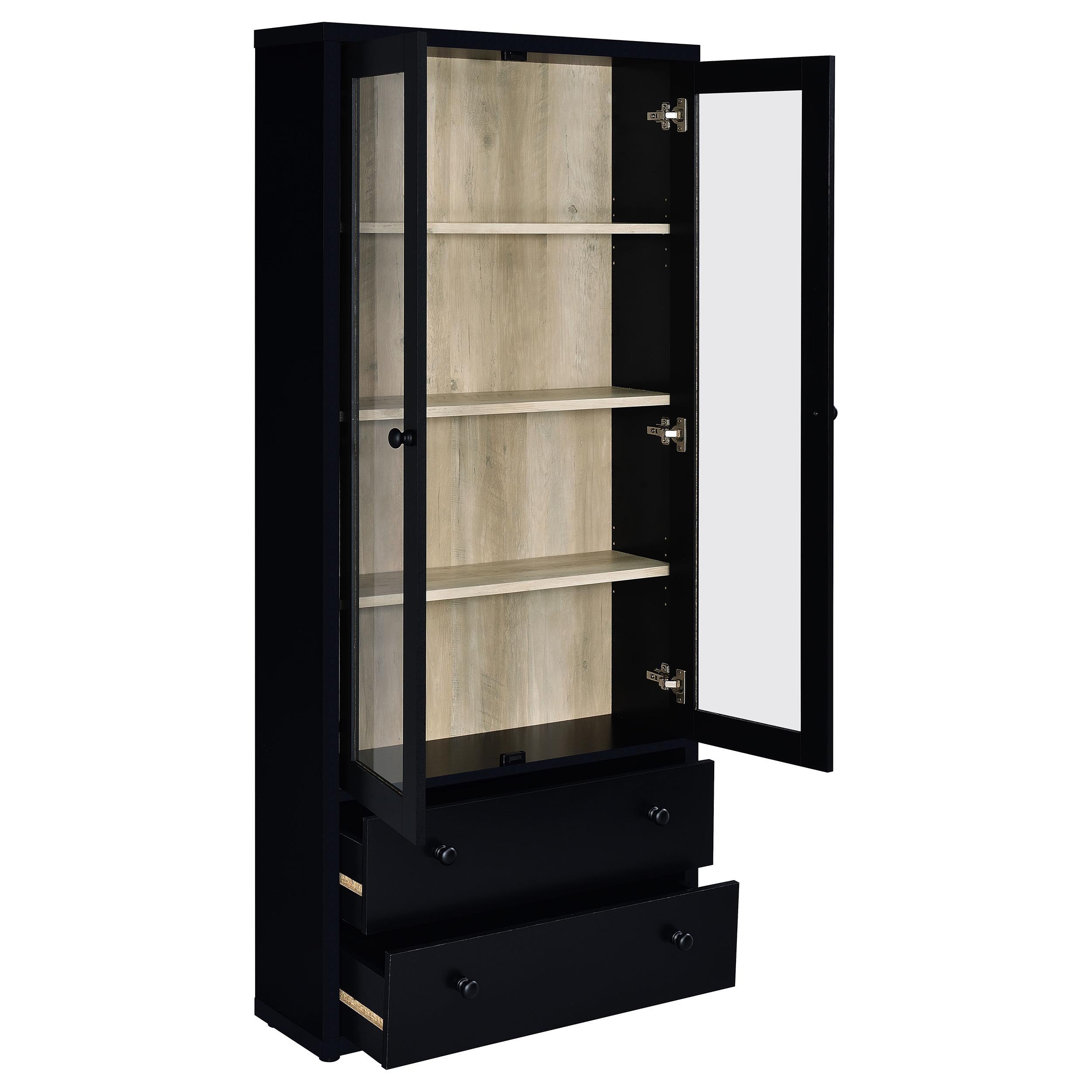 Coaster Fine Furniture Hawthorne - 4-Shelf Glass Door Tall Cabinet With Drawers | Meri Furniture