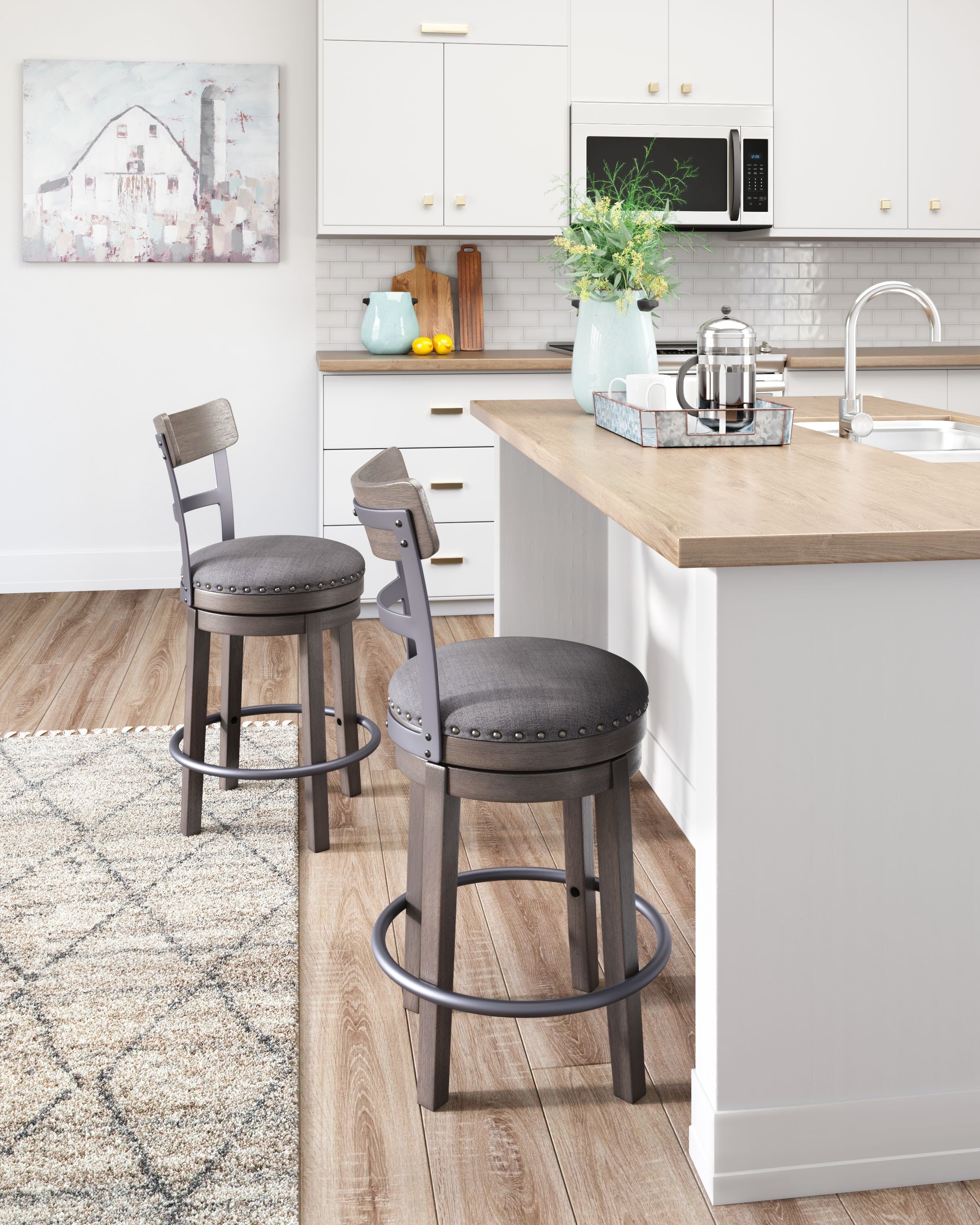 Signature Design by Ashley® Caitbrook - Gray - Uph Swivel Barstool | Meri Furniture