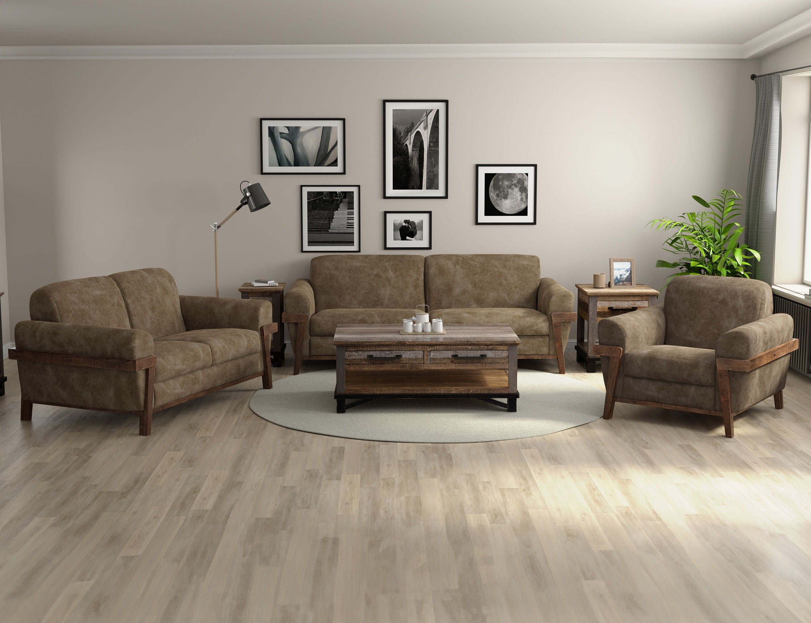 International Furniture Direct Loft Brown - Sofa - White Smoke | Meri Furniture