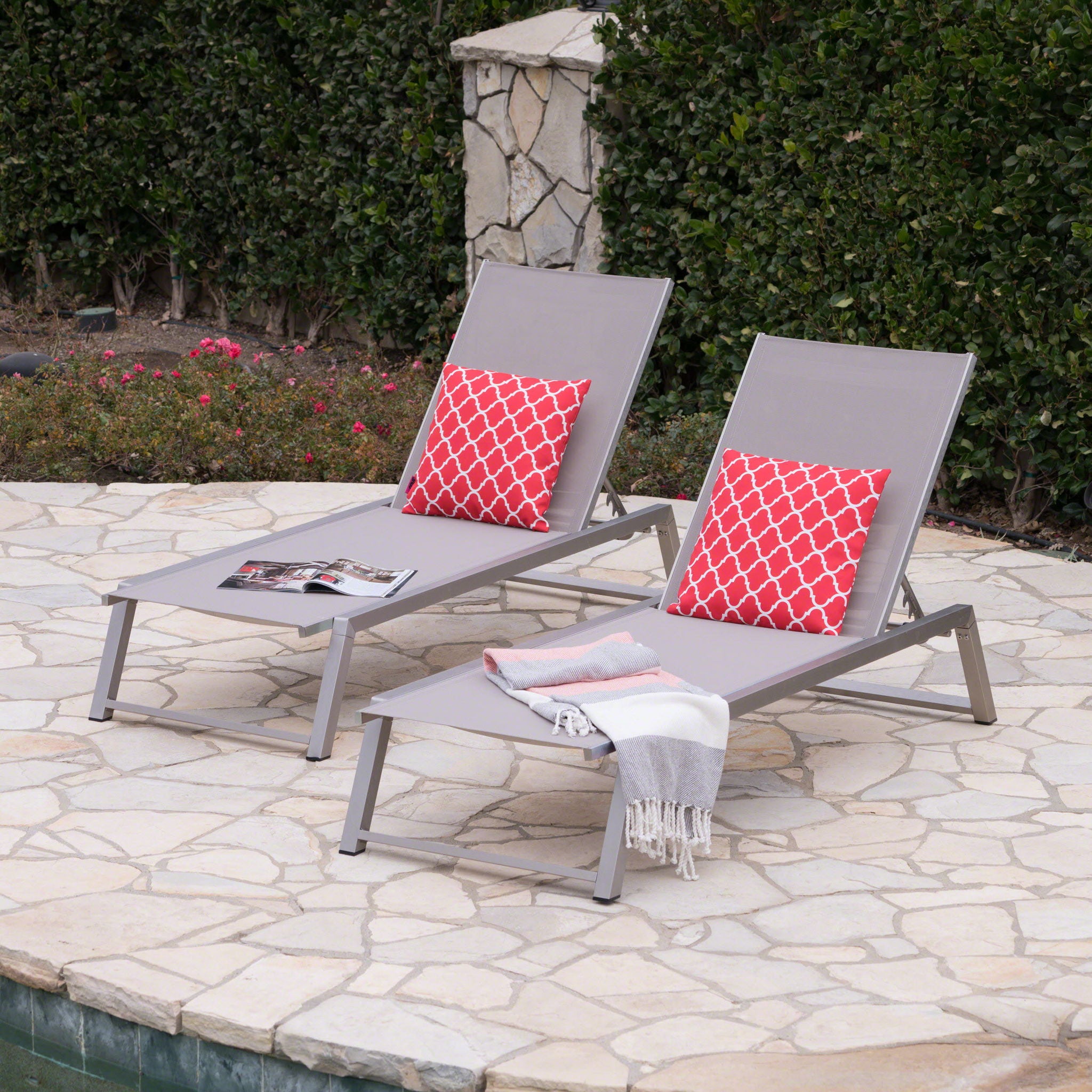 Myers - Modern Chaise Lounge Set With Adjustable Mesh Back