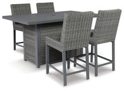 Signature Design by Ashley® Palazzo - Gray - Outdoor Counter Height Dining Table With 4 Barstools | Meri Furniture
