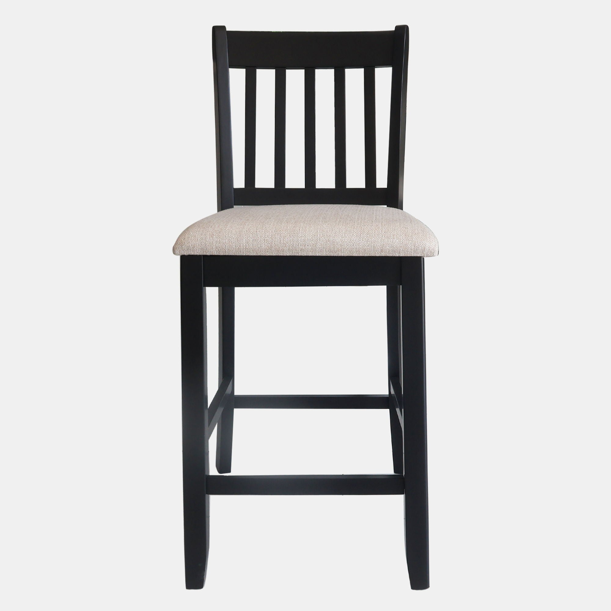 Transitional Rubberwood Dining Room Chairs (Set of 2) With Slatted Back - Black