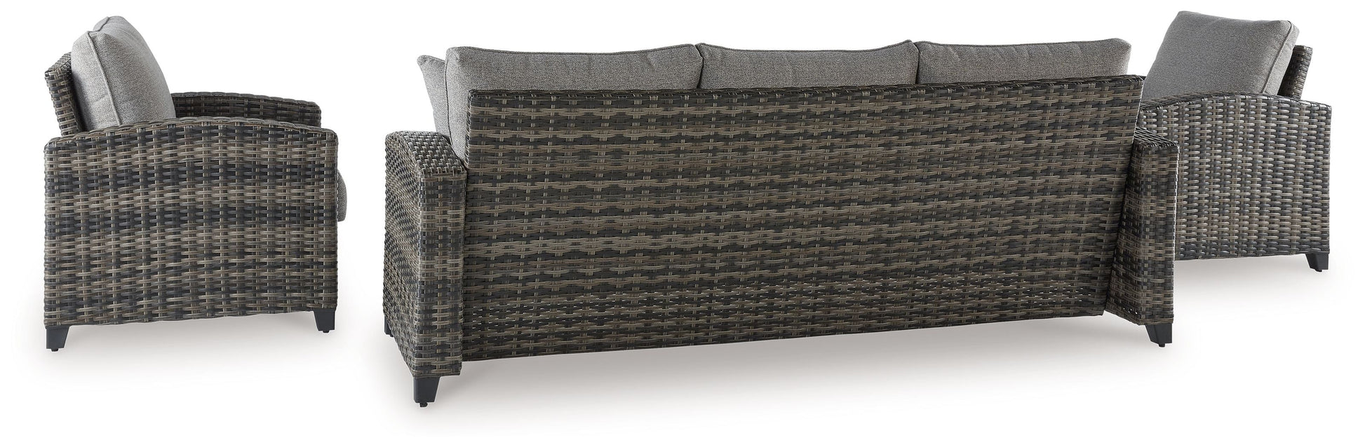 Signature Design by Ashley® Oasis Court - Gray - Sofa, Chairs, Table Set (Set of 4) | Meri Furniture