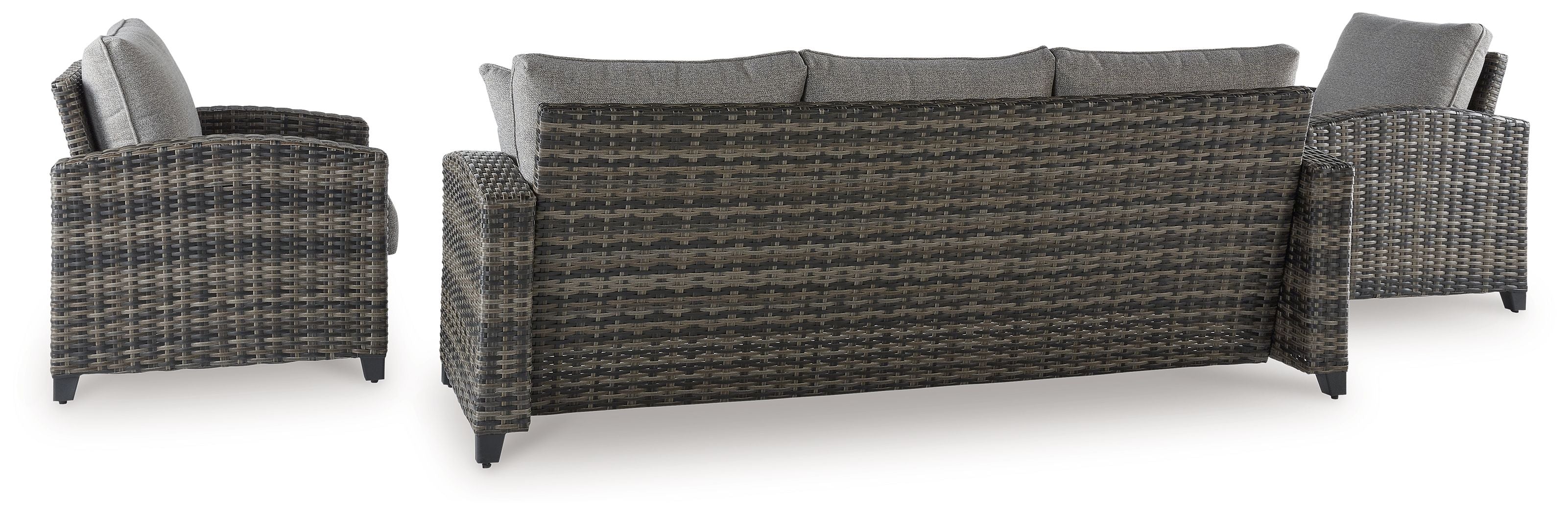 Signature Design by Ashley® Oasis Court - Gray - Sofa, Chairs, Table Set (Set of 4) | Meri Furniture