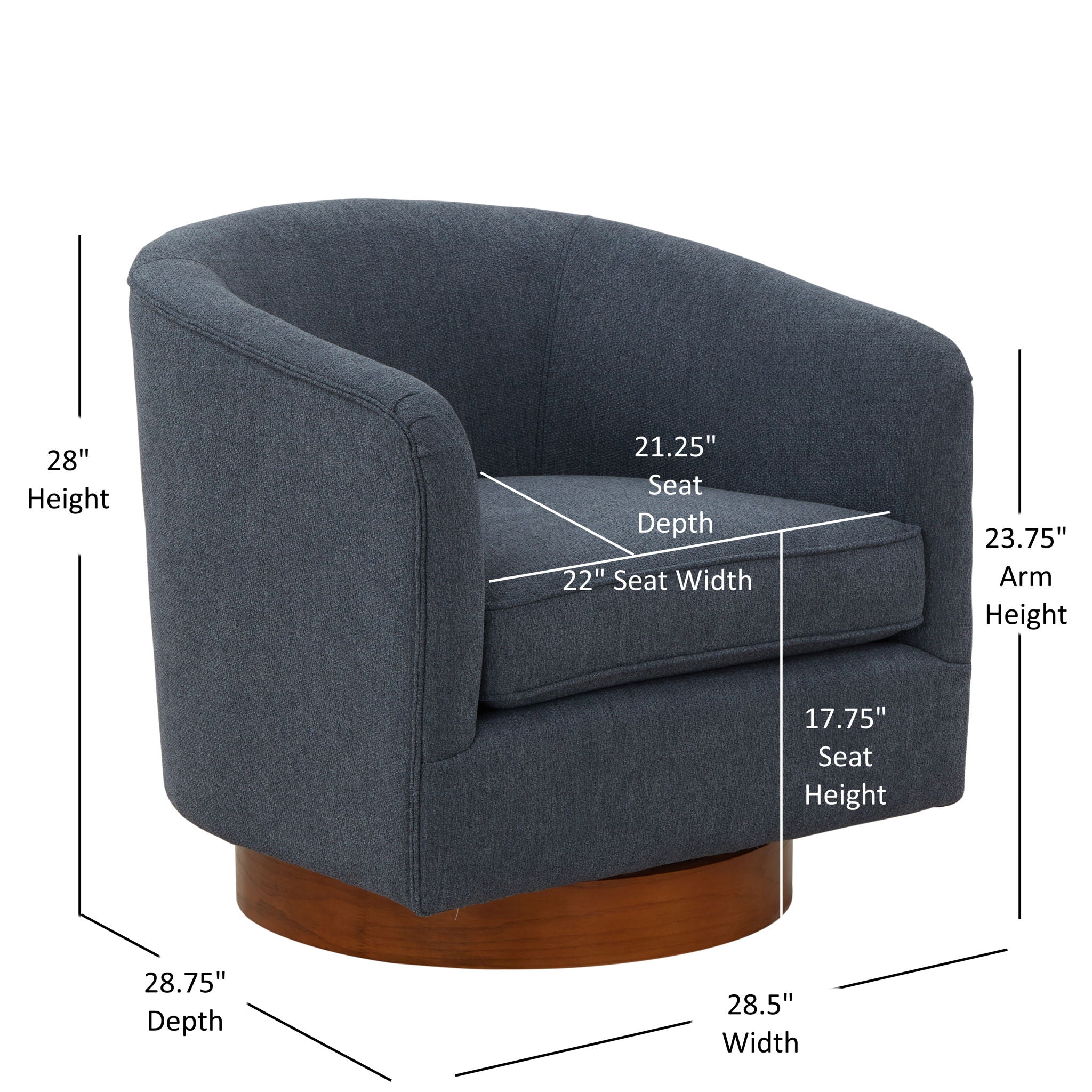 Miramar - Swivel Barrel Chair With Wooden Base