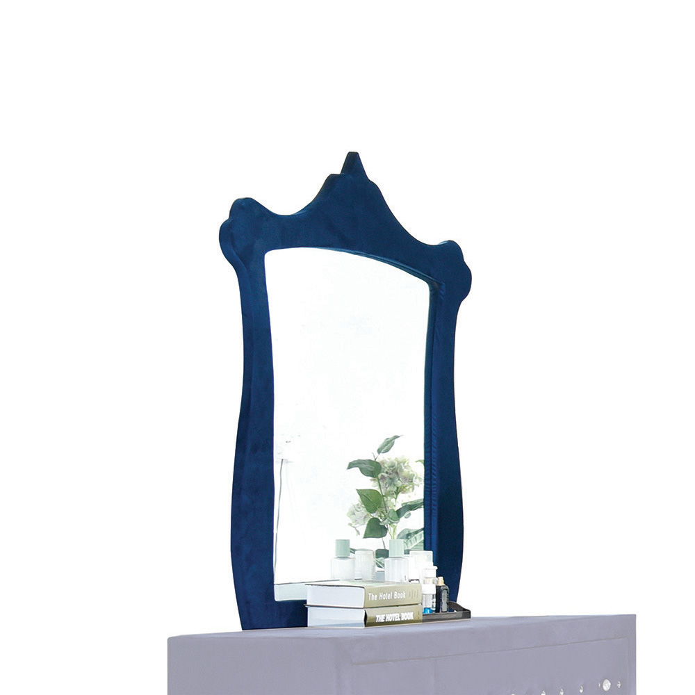 Mirror NOT Beveled Edge (Inner: 31" x 34"H x 4mm Thick) • Wooden Padded Frame • Shape: Rectangular Arched • Orientation: Portrait