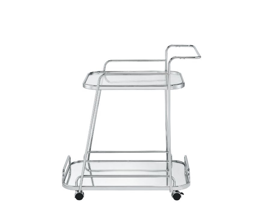 ACME Aegis - Serving Cart - Clear Glass & Chrome Finish | Meri Furniture