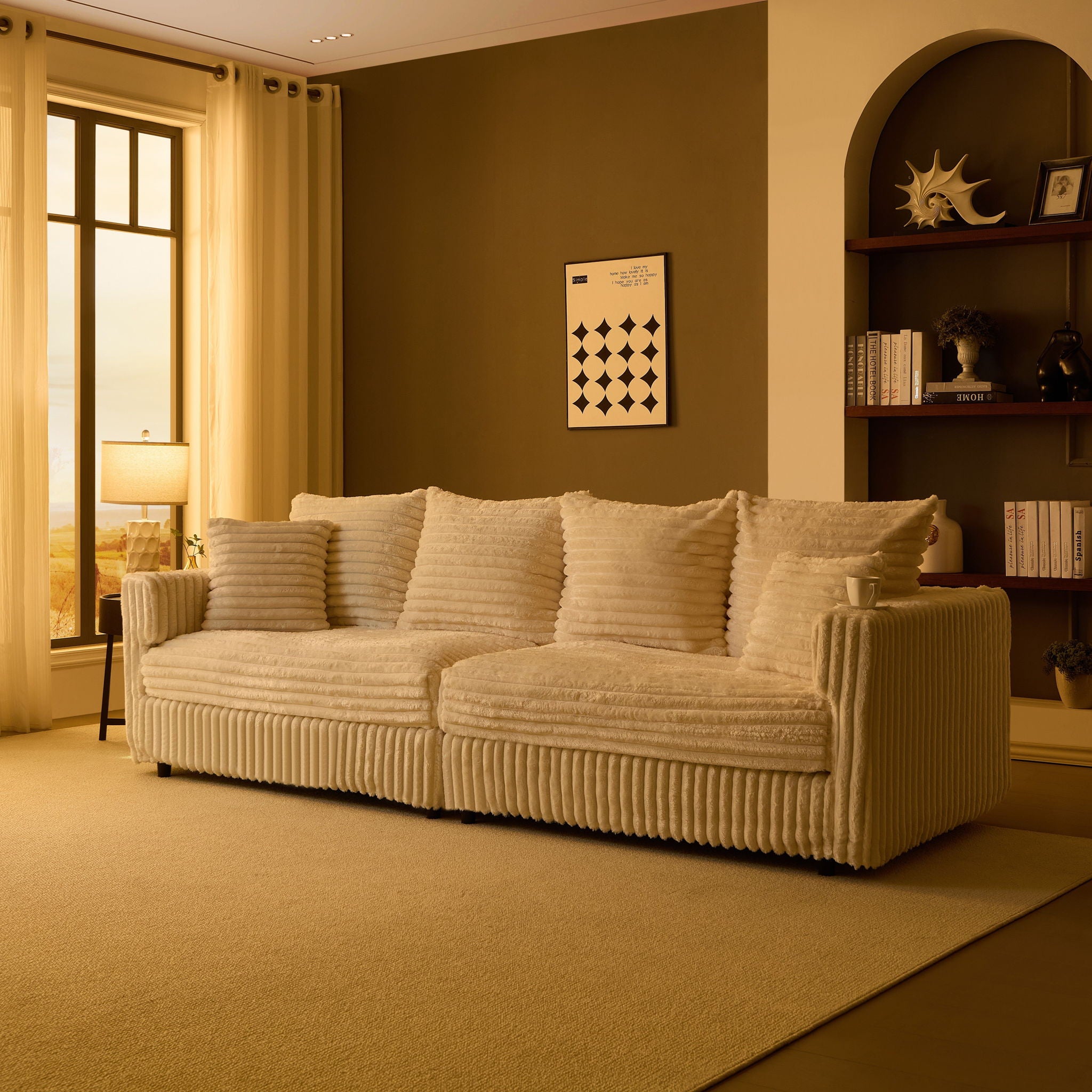 Modern Comfy Upholstered 4 Seat Sofa Cloud Couch,Deep Seat With Soft Pillows