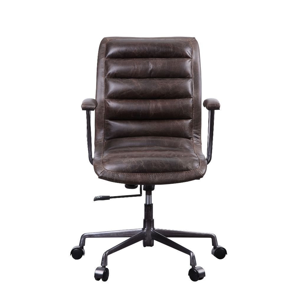 ACME Zooey - Executive Office Chair - Distress Chocolate Top Grain Leather | Meri Furniture