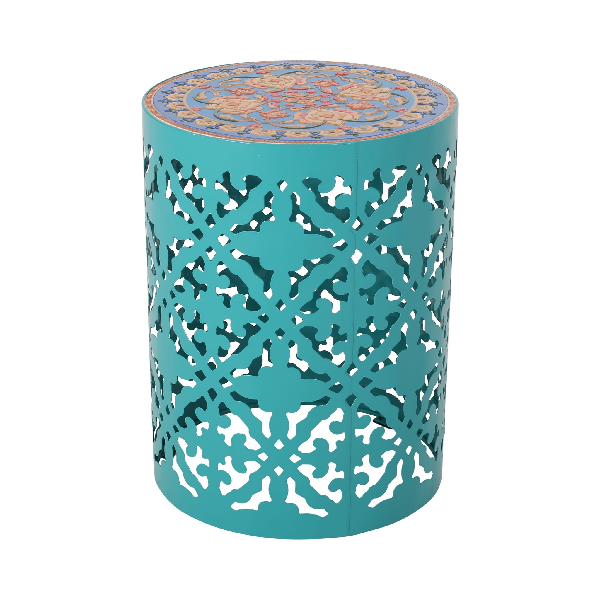 Airy - Outdoor Side Table With Lace Cut Design And Metal Frame
