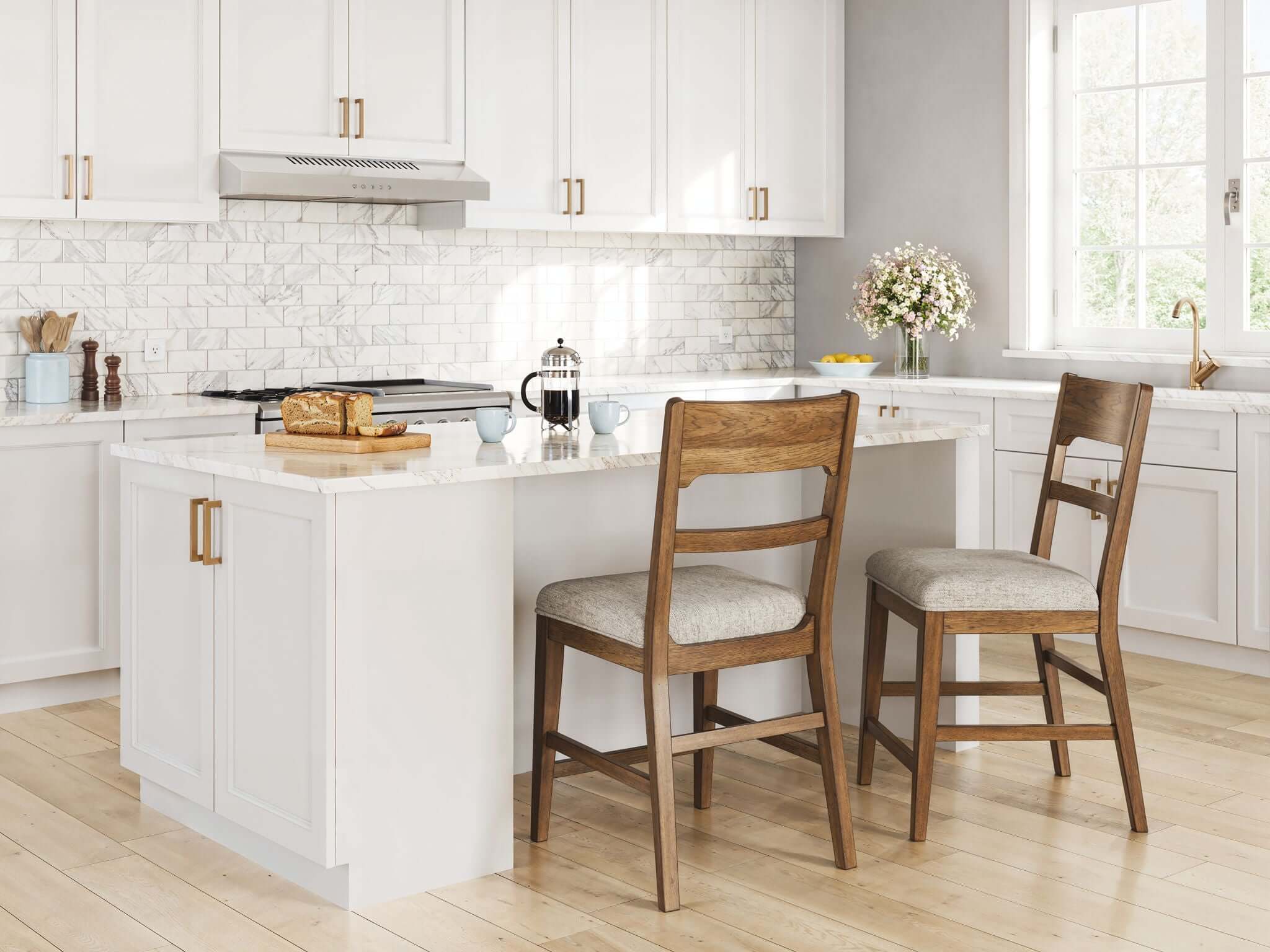 Cabalynn - Upholstered Barstool (Set of 2) - Oatmeal / Light Brown