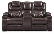 Signature Design by Ashley® Warnerton - Chocolate - Pwr Rec Loveseat/Con/Adj Hdrst | Meri Furniture