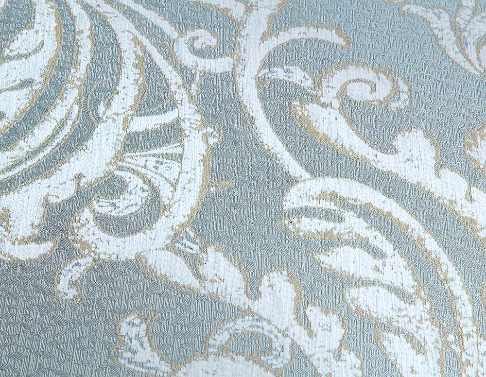 Qunsia - Sofa With 5 Pillows - Light Gray Linen & Champagne