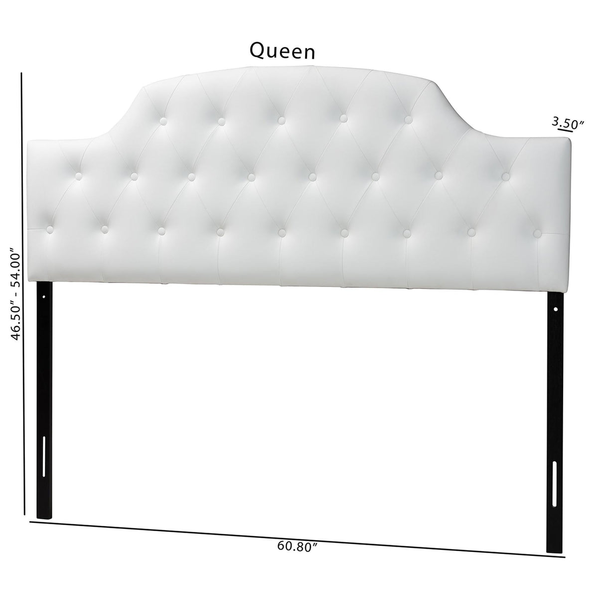 Morris Modern and Contemporary Queen Size White Faux Leather Upholstered Button-tufted Scalloped Headboard