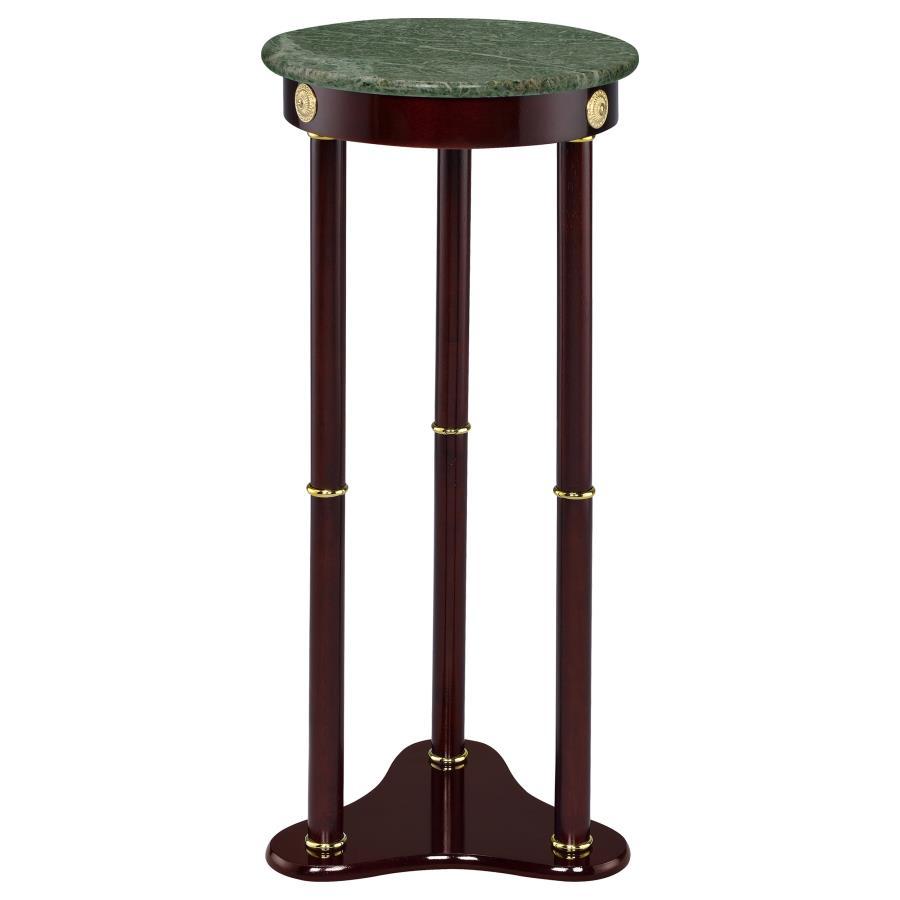 Coaster Fine Furniture Edie - Round Marble Top Accent Side Table - Merlot | Meri Furniture