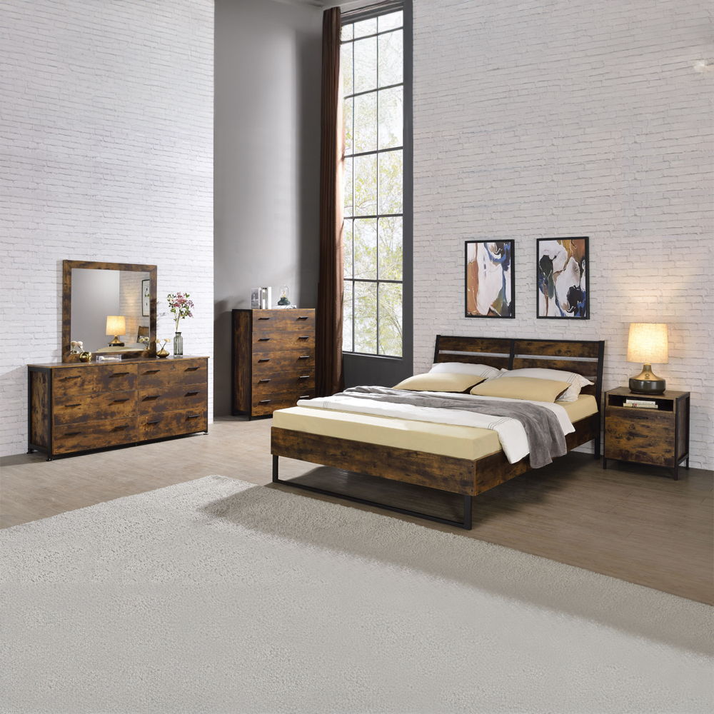 Juvanth - Nightstand - Rustic Oak & Black