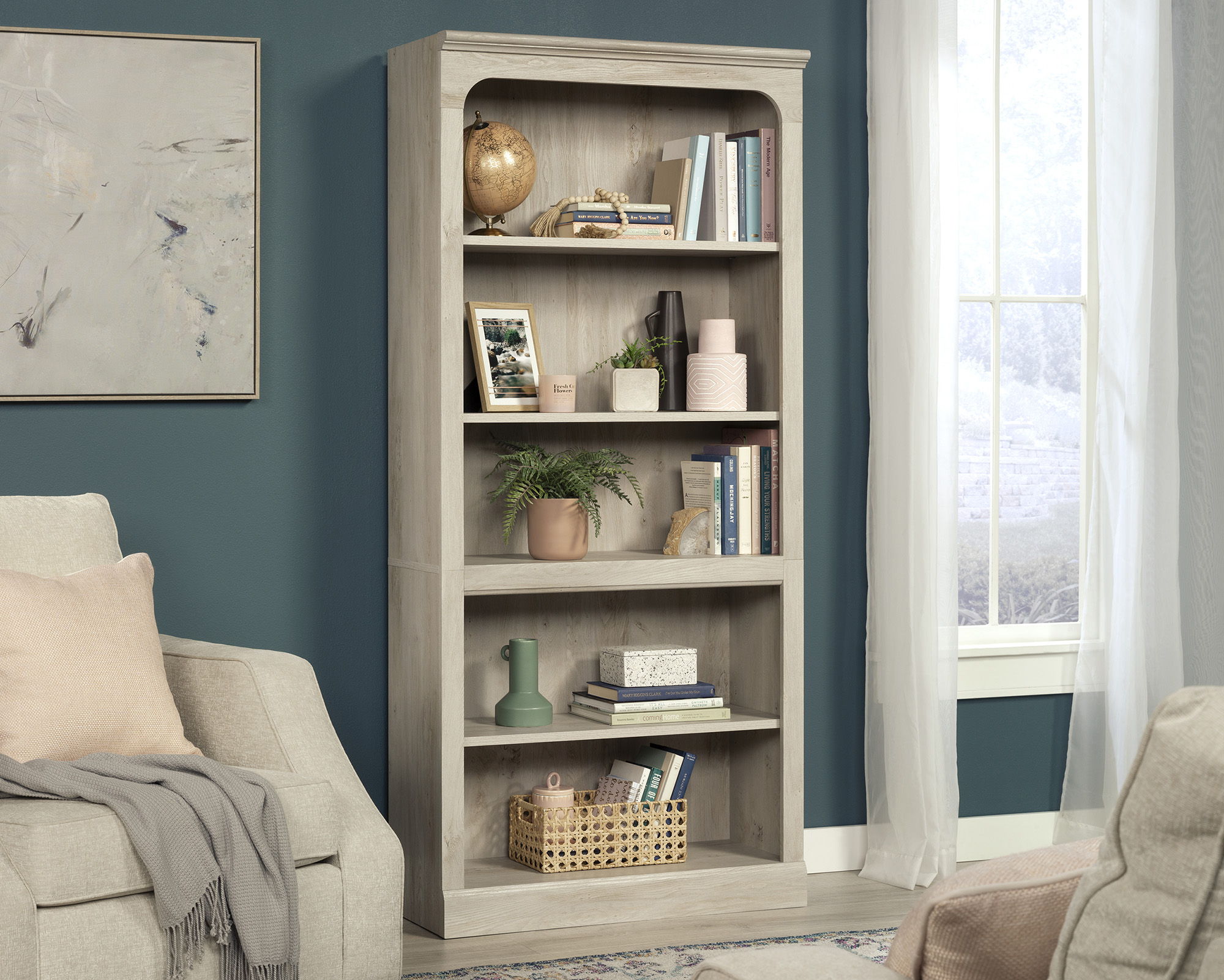 5-Shelf Bookcase in Chalked Chestnut