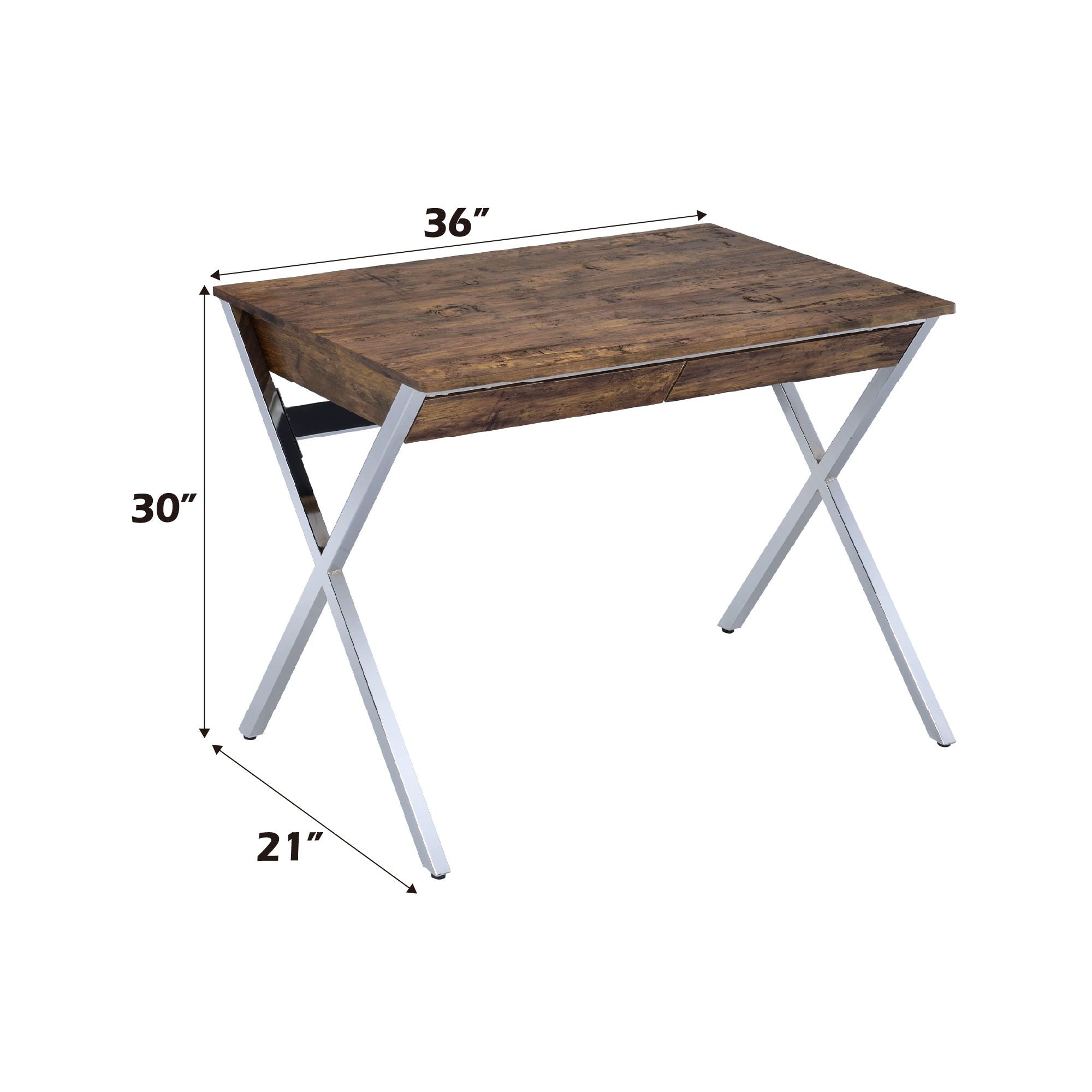 Callers - Weathered Writing Desk - Chrome / Oak