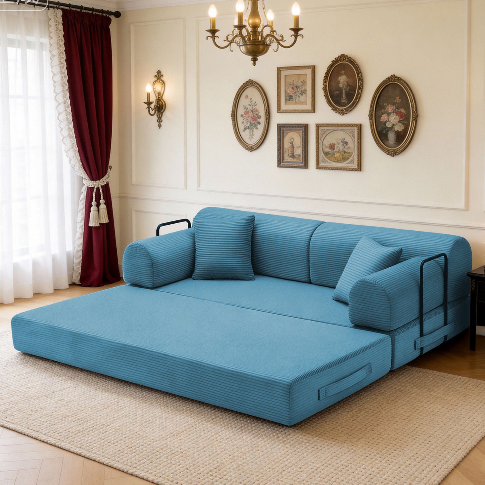 Convertible Sleeper Sofa Bed, Floor Lounge Couch For Living Room