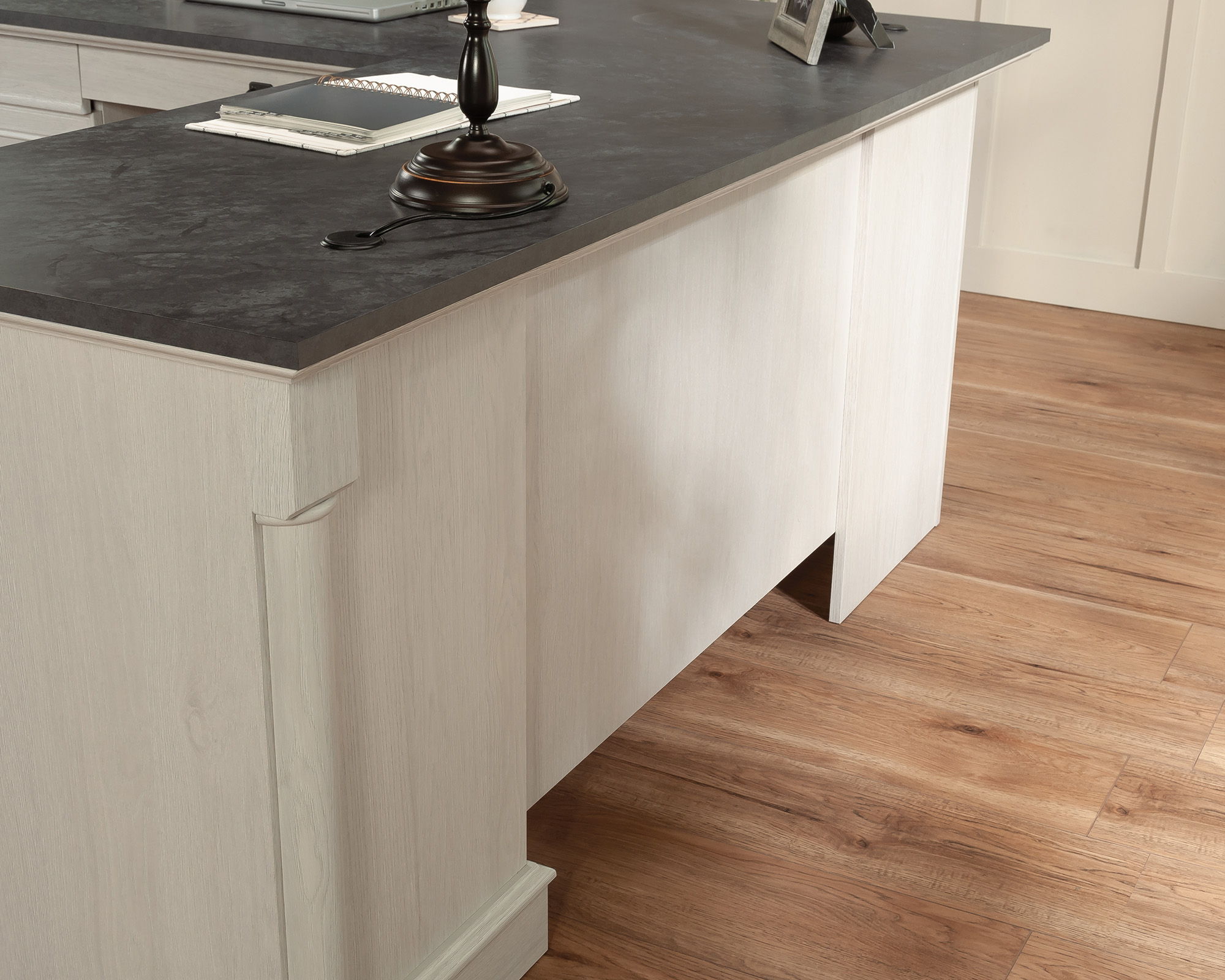 L-Shaped Home Office Desk in Glacier Oak