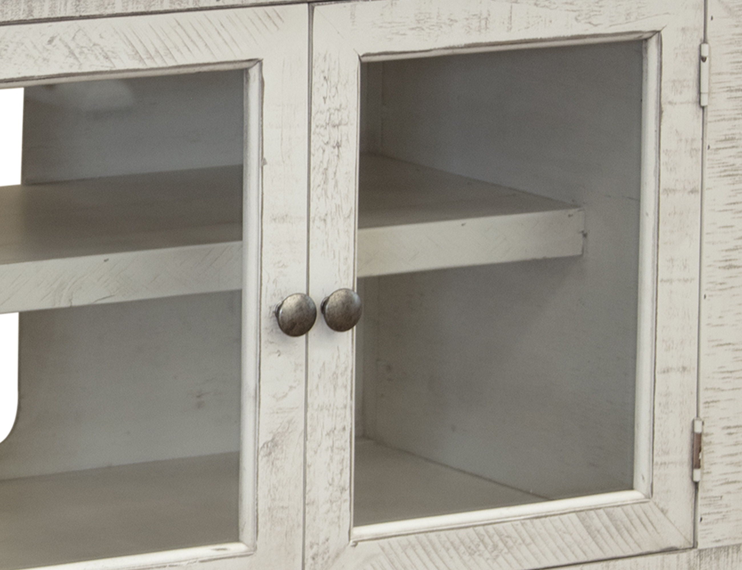 International Furniture Direct Stone - TV Stand / Wall Unit - Antiqued Ivory / Weathered Gray | Meri Furniture