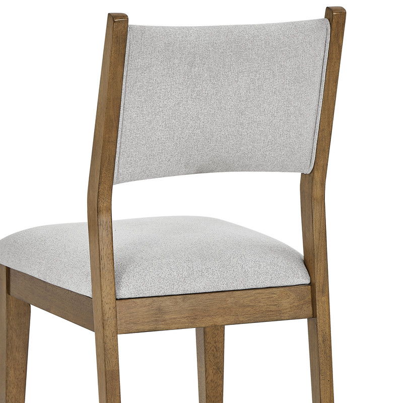 Darla Set of 2 Walnut Oak Dining Side Chairs with Light Gray Fabric